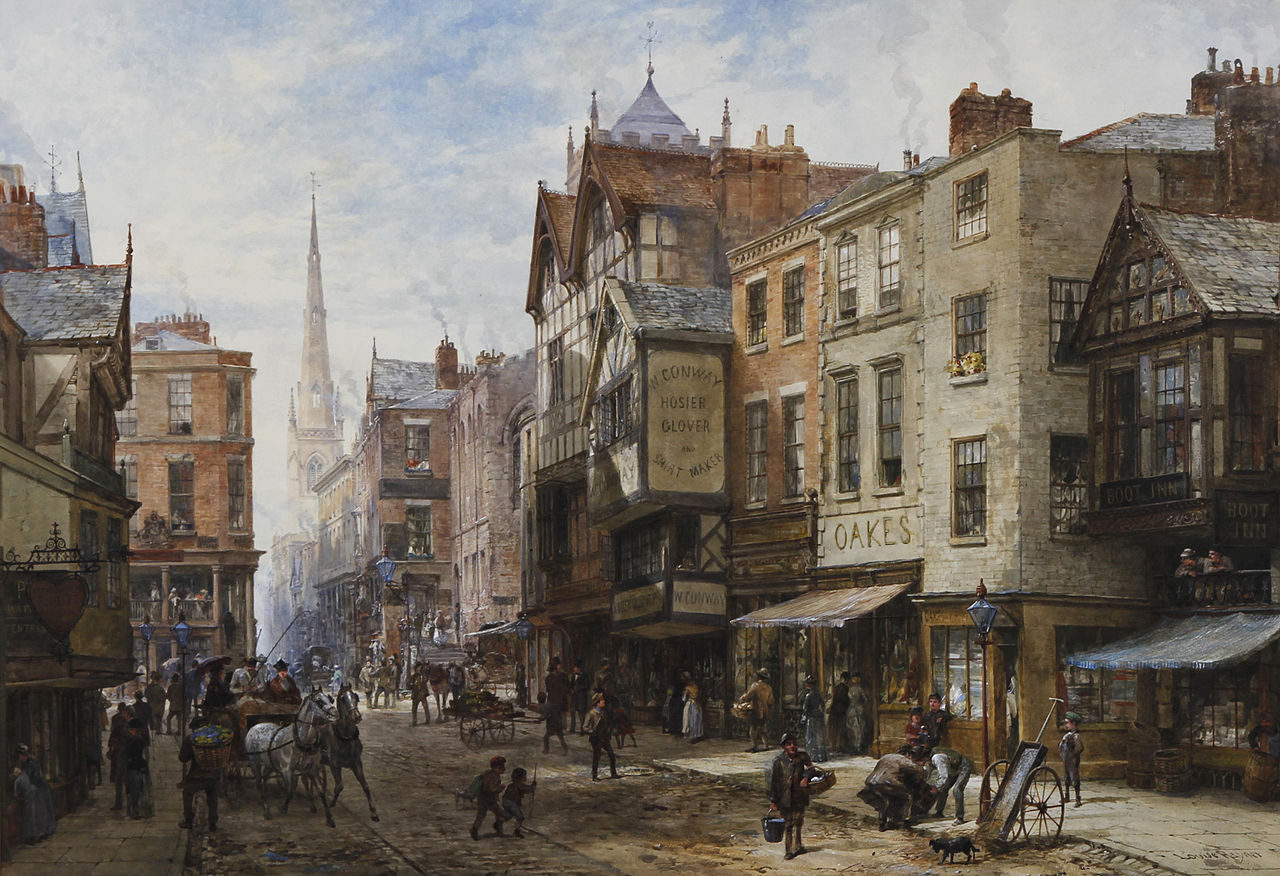 1280px-Louise_Rayner_Chester_The_Cross_looking_towards_Watergate_Street